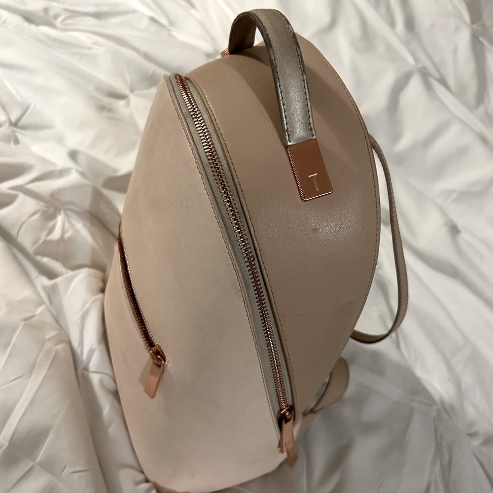 Ted Baker Jarvis Leather Backpack in Baby Pink with Rose Gold Zipper